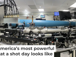 Inside a laser clean room. The beam is contained within the blue pipe. Ahmed Helal